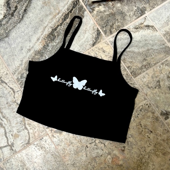 Black and white cute butterfly tank top. Made for 12 year olds - Picture 1 of 2